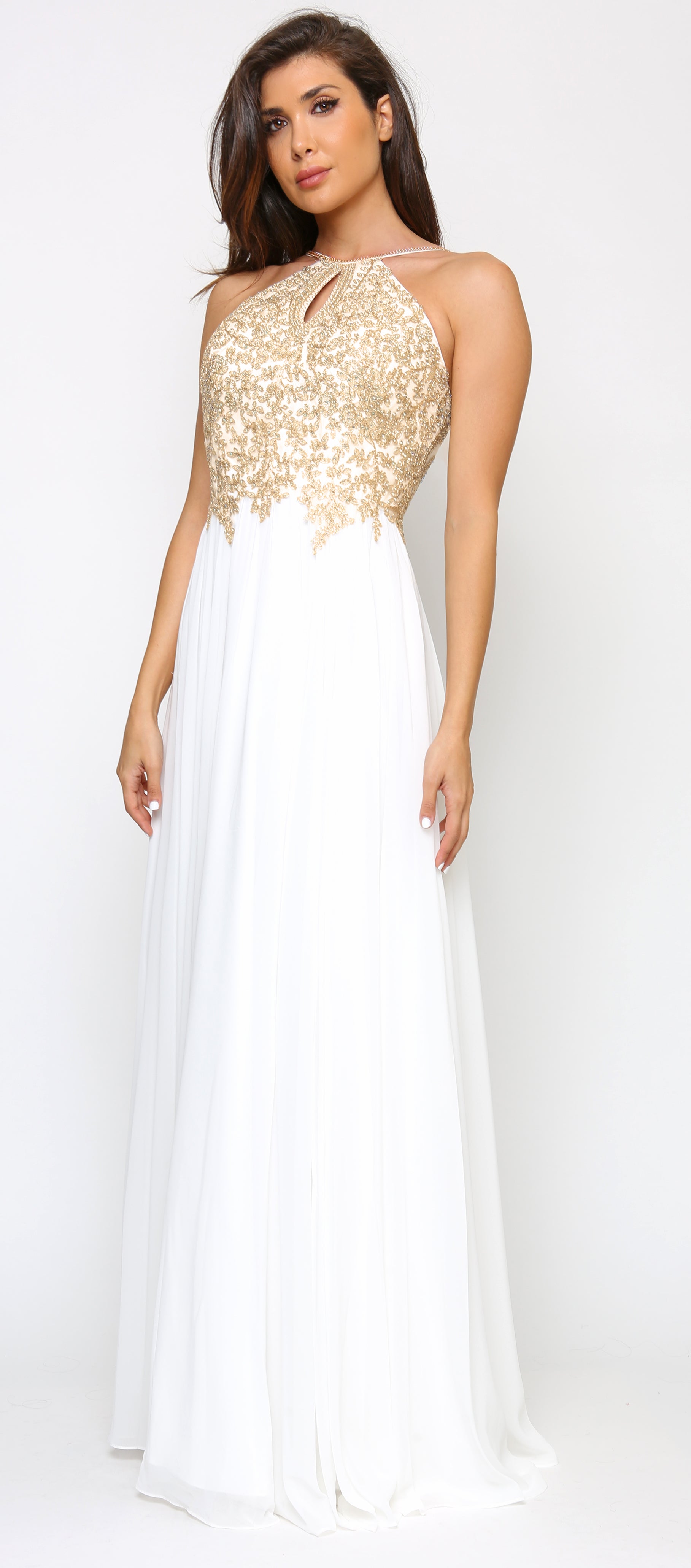 White Gold Embroidered Gown – Emprada